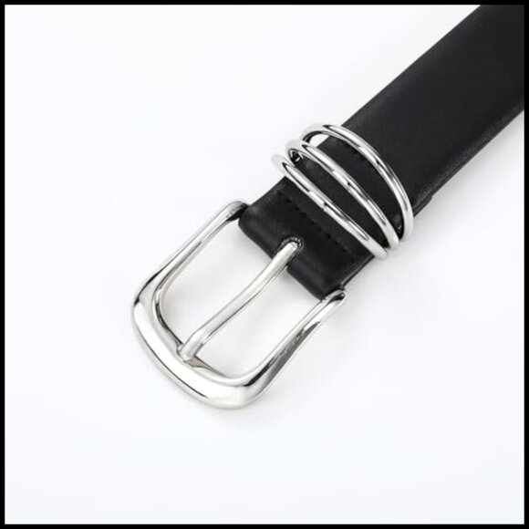 Faux Leather Belt with Gold Buckle for Women main image 3
